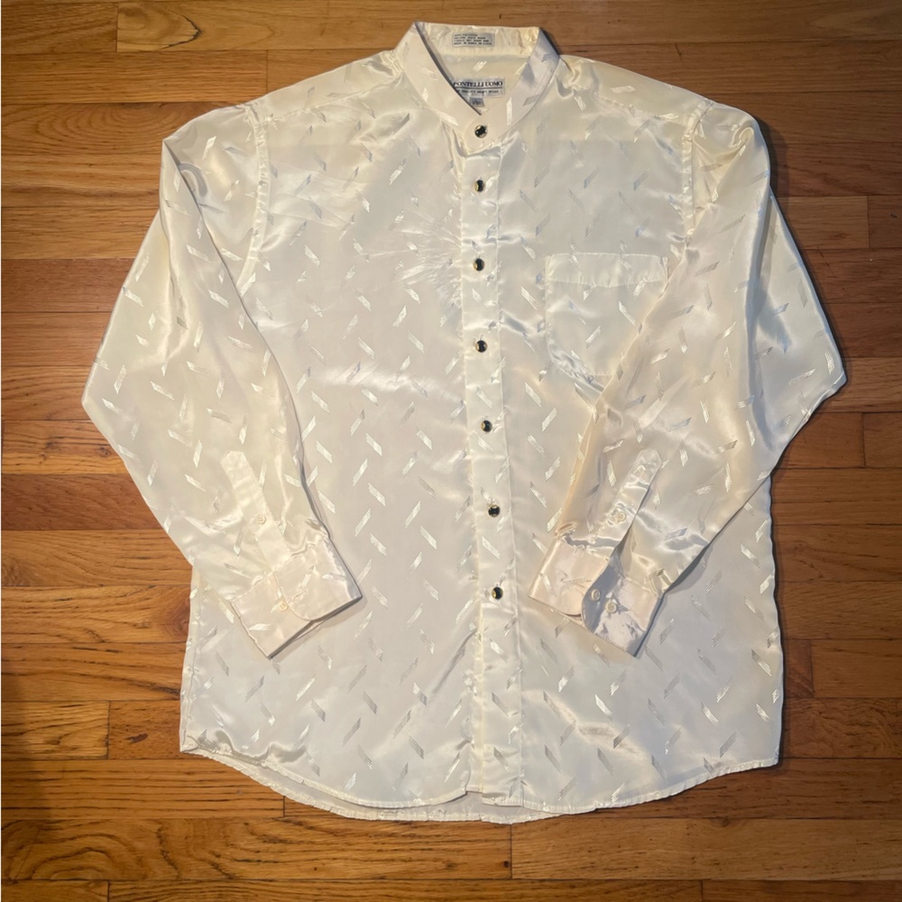 Mens Large Pontelli Uomo Collarless Dress Shirt